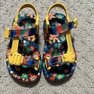 Mini Melissa Colorful Kids Sandals with Yellow Accents